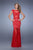 GiGi - 21318 Embellished Illusion Bateau Trumpet Dress in Red and Neutral