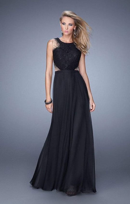 La Femme - 21336 Scoop Neck Chiffon Evening Gown In Black