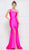 Colors Dress - 2133 One Shoulder High Slit Mermaid Gown In Pink