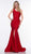 Colors Dress - 2133 One Shoulder High Slit Mermaid Gown In Red