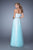 La Femme - 21341 Strapless Tulle Overskirt Gown In Blue and White