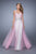 La Femme - 21341 Strapless Tulle Overskirt Gown In Pink and White