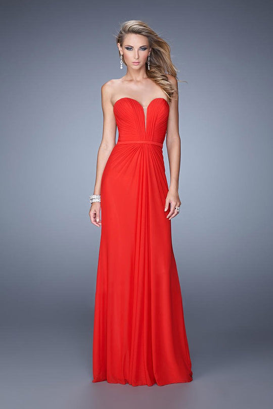 La Femme - 21343 Plunging Sweetheart Jersey Evening Gown In Red
