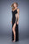 La Femme - 21346 Contrast Shimmering Jersey Evening Gown In Black