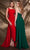 MNM Couture - 2134 Sleeveless Ruched Side Gathered Long Dress in Red and Green