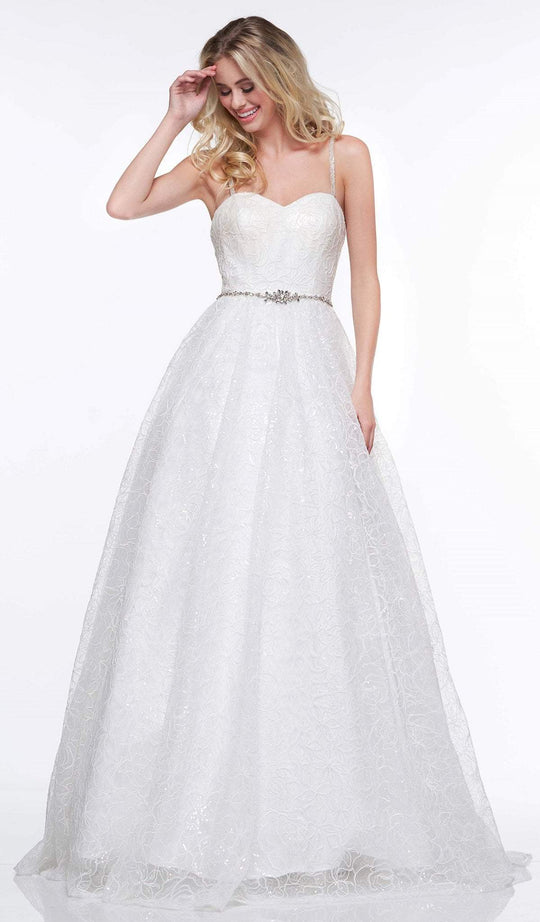 Colors Dress - 2134 Sequined Lace Sweetheart Ballgown In White