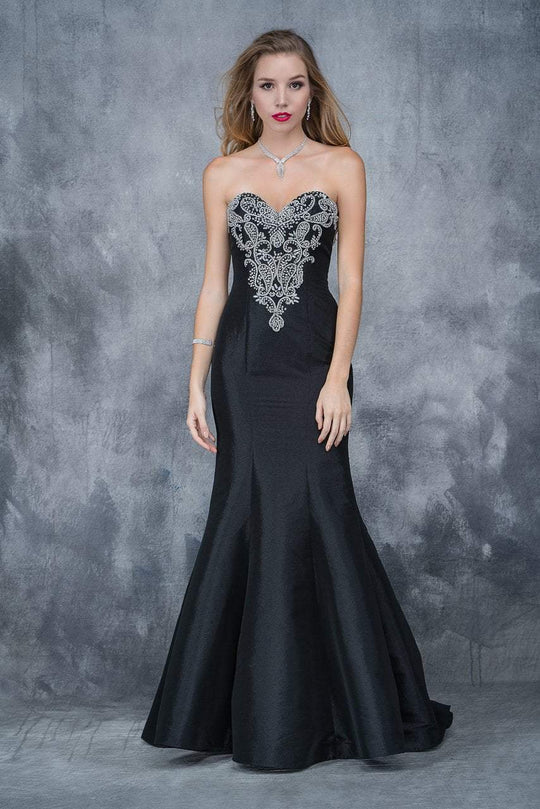Nina Canacci - 2135 Bejeweled Sweetheart Mermaid Dress In Black