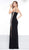 Colors Dress - 2135 Beaded Plunging V-Neck A-Line Gown In Black