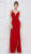 Colors Dress - 2135 Beaded Plunging V-Neck A-Line Gown In Red