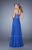 La Femme - 21360 Elegant Embroidery Strapless Sweetheart Evening Gown In Blue
