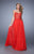 La Femme - 21360 Elegant Embroidery Strapless Sweetheart Evening Gown In Red