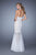 GiGi - 21363 Beaded Illusion Halter Mermaid Dress in White and Neutral