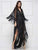 Colors Dress - 2136 Fringed Angel Sleeve Lace Romper Ensemble In Black