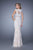 GiGi - 21371 Embellished Illusion Bateau Sheath Dress in White and Neutral
