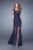 La Femme - 21373 Lace Illusion Bateau Trumpet Dress In Blue