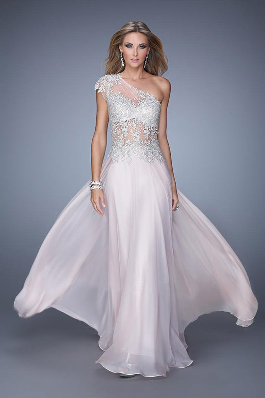 La Femme - 21379 Embroidered Asymmetric A-line Dress In Pink