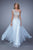 La Femme - 21379 Embroidered Asymmetric A-line Dress In Blue