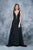 Nina Canacci - 2137 Lace Deep V-neck Column Dress In Black