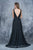 Nina Canacci - 2137 Lace Deep V-neck Column Dress In Black