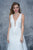 Nina Canacci - 2137 Lace Deep V-neck Column Dress In White