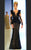 MNM Couture - 2138 Vine Appliqued Peplum Gown in Black