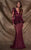 MNM Couture - 2138 Vine Appliqued Peplum Gown in Red