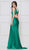 Colors Dress - 2138 Sleeveless Knotted V Neck Fitted Long Gown In Green