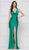 Colors Dress - 2138 Sleeveless Knotted V Neck Fitted Long Gown In Green