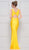 Colors Dress - 2138 Sleeveless Knotted V Neck Fitted Long Gown In Yellow