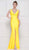 Colors Dress - 2138 Sleeveless Knotted V Neck Fitted Long Gown In Yellow