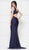 Colors Dress - 2138 Sleeveless Knotted V Neck Fitted Long Gown In Blue