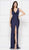 Colors Dress - 2138 Sleeveless Knotted V Neck Fitted Long Gown In Blue