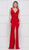 Colors Dress - 2138 Sleeveless Knotted V Neck Fitted Long Gown In Red