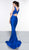 Colors Dress - 2138 Sleeveless Knotted V Neck Fitted Long Gown In Blue