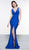 Colors Dress - 2138 Sleeveless Knotted V Neck Fitted Long Gown In Blue