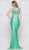 Colors Dress - 2138 Sleeveless Knotted V Neck Fitted Long Gown In Green