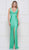 Colors Dress - 2138 Sleeveless Knotted V Neck Fitted Long Gown In Green