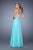 La Femme - 21390 Gold Embroidered Chiffon Dress In Green