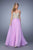 La Femme - 21390 Gold Embroidered Chiffon Dress In Purple