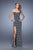La Femme - 21393 Strapless Polka Dot Slit Evening Gown In Black, White