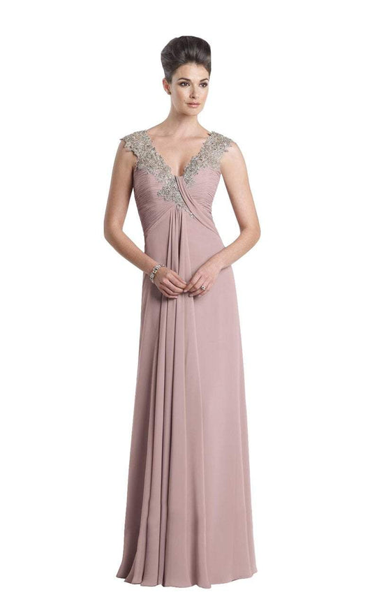 Montage by Mon Cheri - Wide Lace Shoulder Dress in Neutral