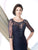 Mon Cheri - Sheer Bateau Neck Sheath Gown 213967 in Blue