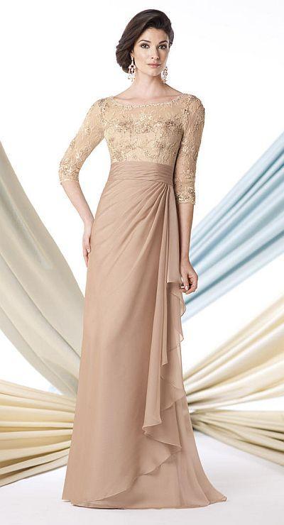 Montage by Mon Cheri - 213969 Long Dress In Light Taupe