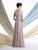 Montage - Beaded Halter Neck A-Line Dress 213977 in Neutral