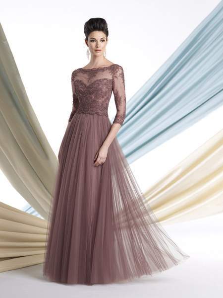 Montage by Mon Cheri - 213980 A-line Chiffon Pleated Dress - 1 pc Mink In Size 6 Available In Brown