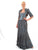 Daymor Couture - Beaded Crinkled Long Gown with Bolero 213 in Brown and Blue