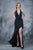 Nina Canacci - 2140 Halter Evening Gown with Side Slit In Black