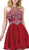 Dancing Queen - 2143 Bejeweled Halter A-line Homecoming Dress in Red
