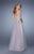 La Femme - 21431 Strapless Metallic Embroidered Gown In Gray and Pink