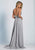 Dave & Johnny - 2143W Halter Cutout Draped A-Line Gown in Gray
